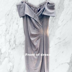 Special Occasion Gold Cocktail Gown with Asymmetrical Pleats